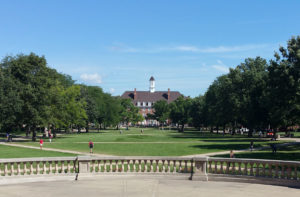 Image of the UIUC quad, taken from the steps of Follinger Hall, looking north